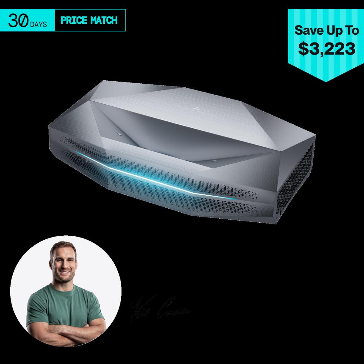 AWOL Vision Aetherion Max RGB triple-laser ultra-short-throw projector for a large-format home cinema installation