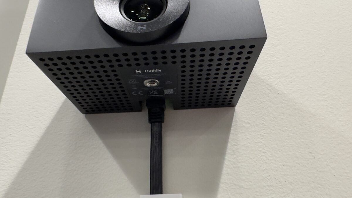 Wall-mounted conference camera in the Basking Ridge executive conference room