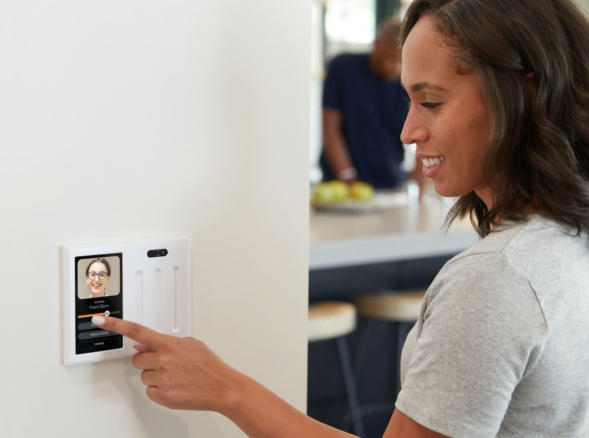 Brilliant smart home control panel used from a wall in a residential room