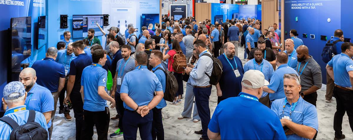 Crestron collaboration technology displayed at InfoComm 2026 for workplace AV and room control