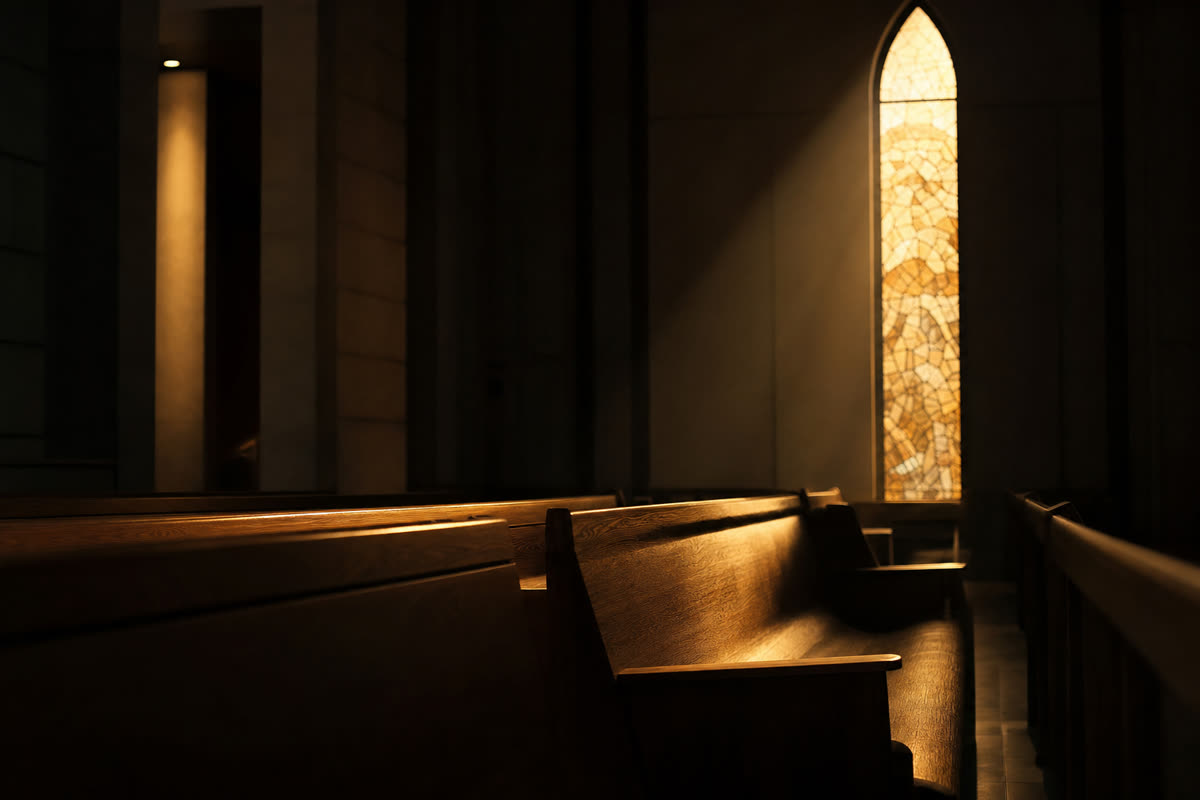 Joint Base McGuire-Dix-Lakehurst chapel interior with warm dimmable lighting. Restrepo Innovations past performance