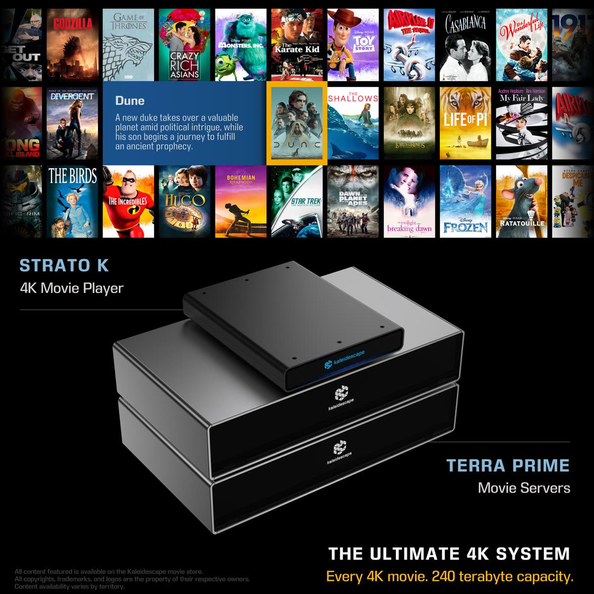Kaleidescape Ultimate 4K System with local servers and a high-fidelity movie player for a dedicated theater