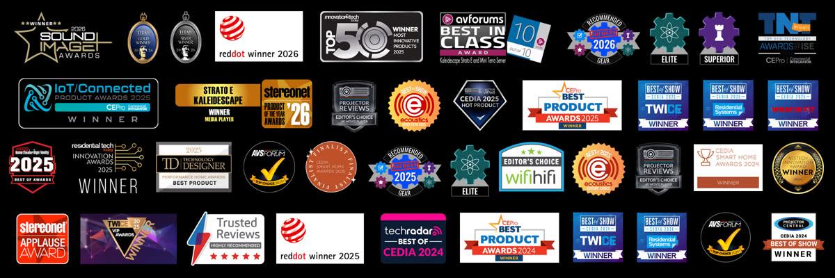 Kaleidescape product awards for Strato movie players and Terra movie servers in 2026