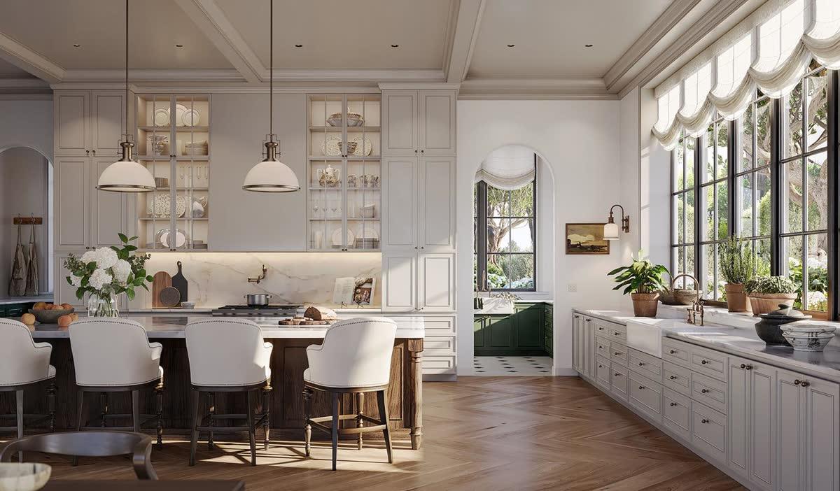 Lutron Ketra intelligent lighting illuminating a refined kitchen interior