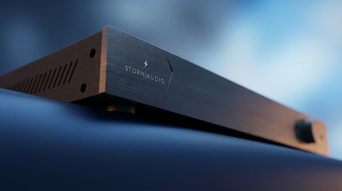 StormAudio Evo One compact digital immersive processor shown in a close product view