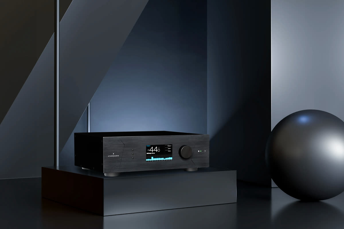 StormAudio Core 16 immersive audio processor displayed in a dedicated cinema equipment room