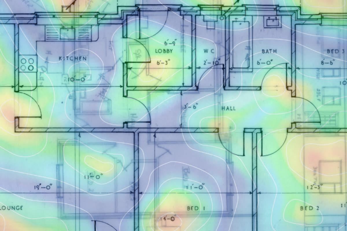 WhyReboot predictive Wi-Fi heat map used to plan access point coverage