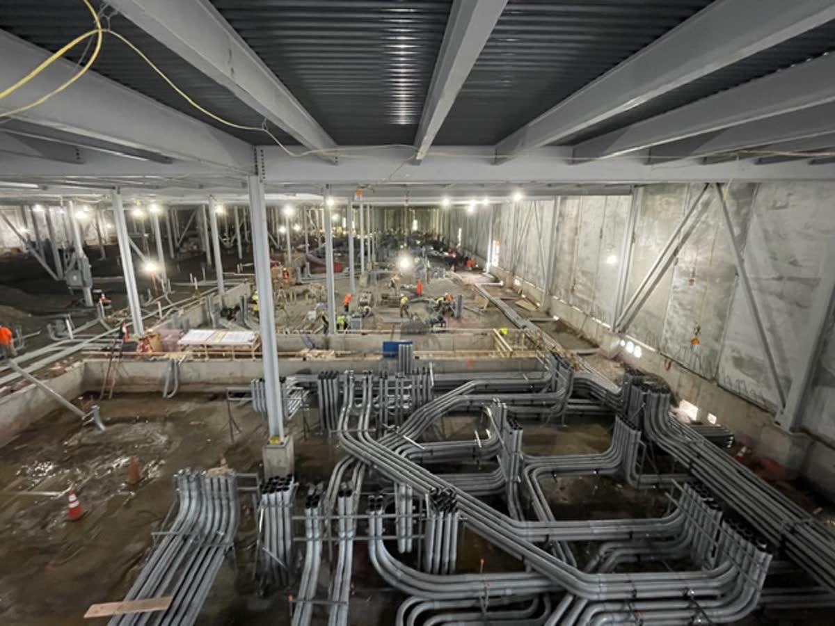 Commercial conduit and branch circuit rough-in on a large NJ job site handled by an Elite Electrical Contracting crew