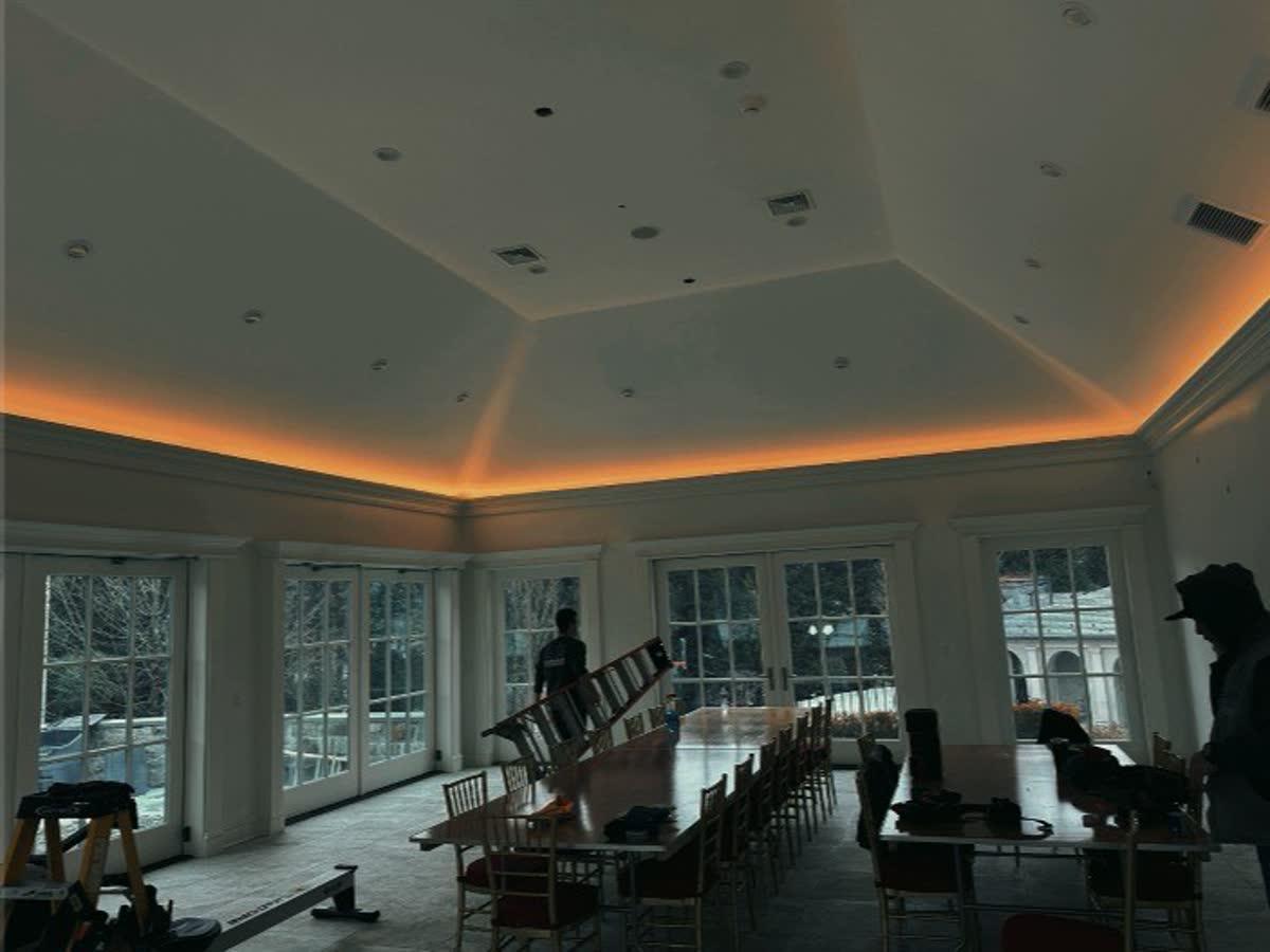 Recessed cove lighting circuits installed for a Bergen County luxury residential lighting control project