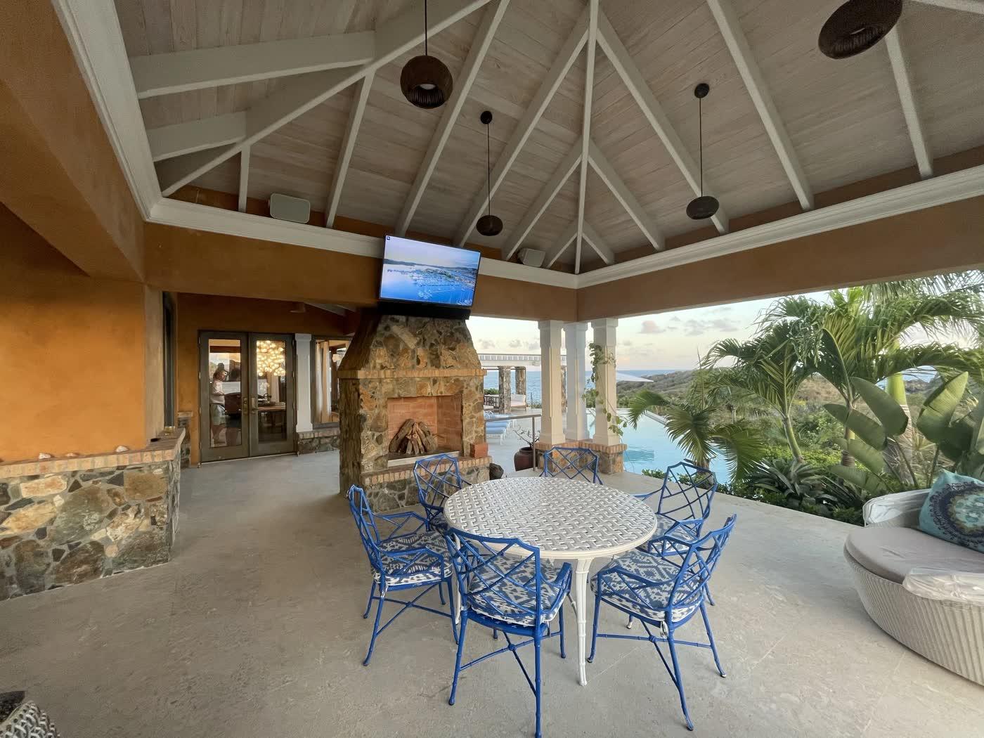 Island Media Systems open-air terrace AV and lighting installation at the Stargaze outdoor lounge in USVI