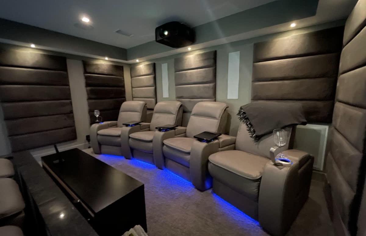 Simplicity KC home theater installation with tiered seating and integrated Crestron control