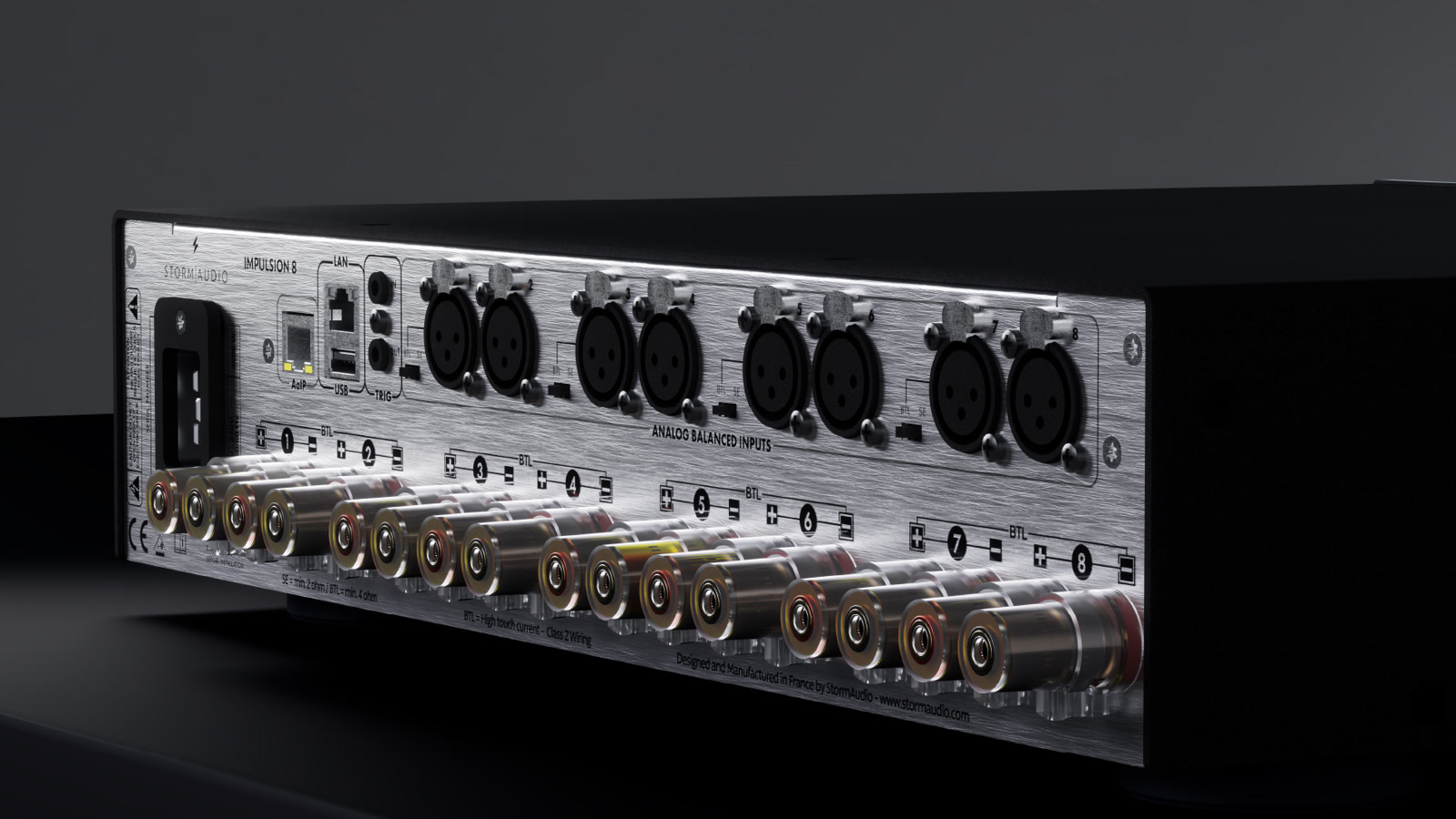 StormAudio Impulsion 8 multi-channel amplifier front view
