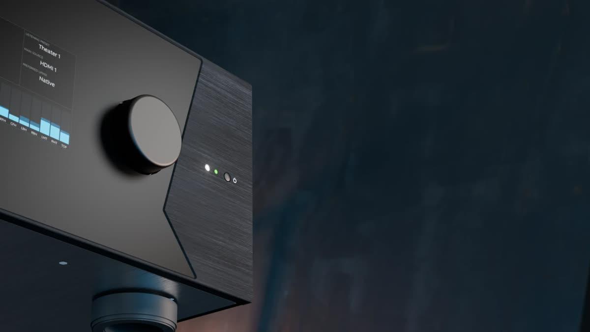 StormAudio immersive sound processor product photo showing front connection layout
