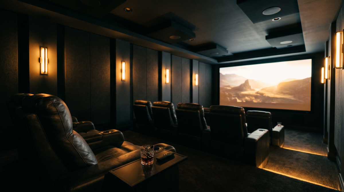 Home Theater design and installation by Restrepo Innovations, dedicated cinema and media rooms across NJ, NY, and CT